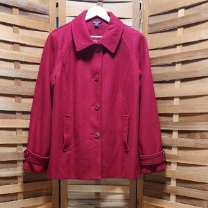 George Red Mark Pea Coat Women XL 16 18 Wool Polyester Winter Jacket